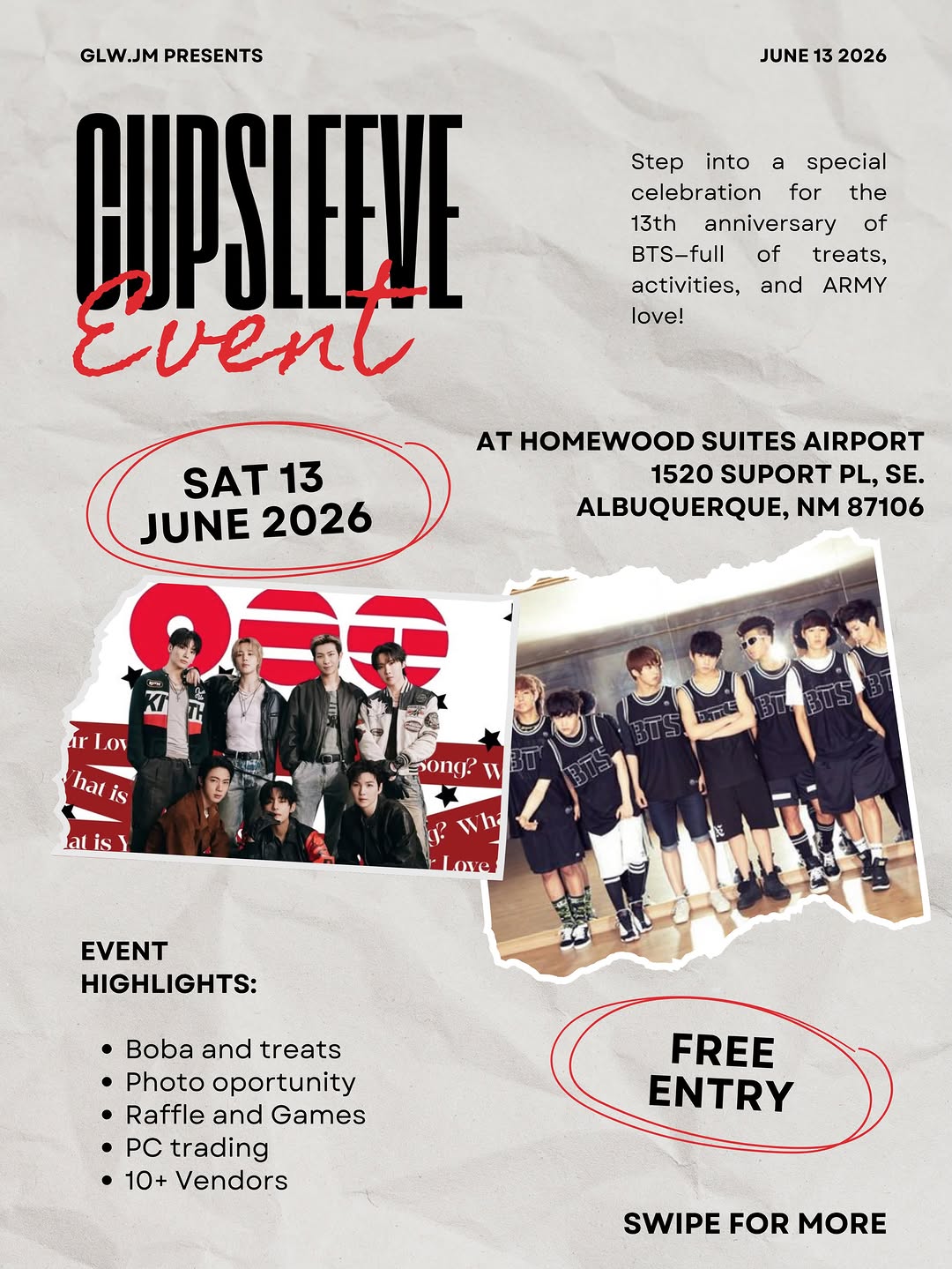 BTS会報 BTS 13th Anniversary Cupsleeve Event – Albuquerque, June 13, 2026