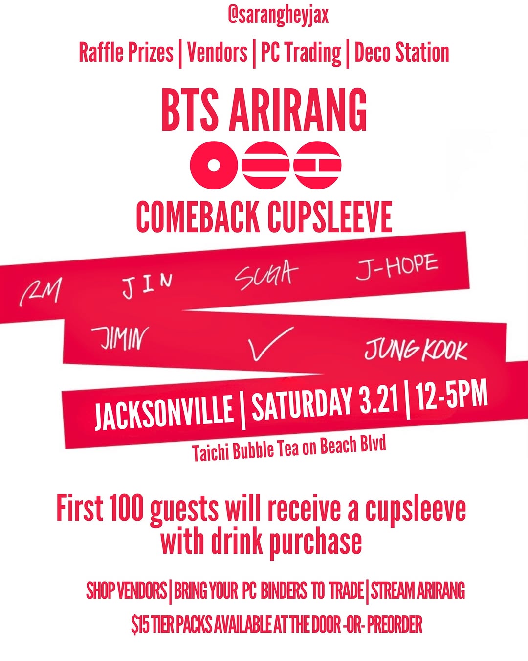 BTS ARIRANG COMEBACK CUPSLEEVE