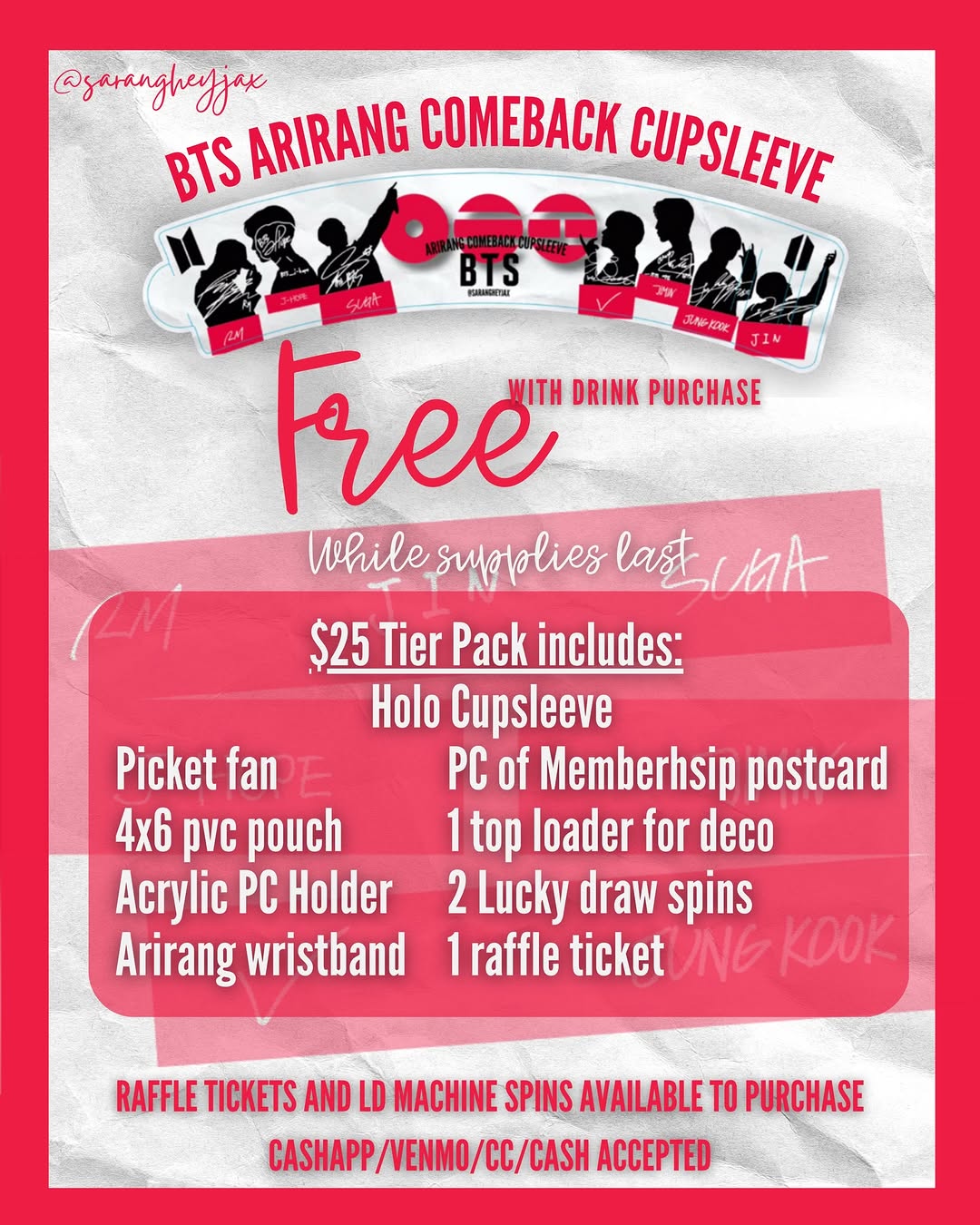 BTS ARIRANG COMEBACK CUPSLEEVE - Image 3