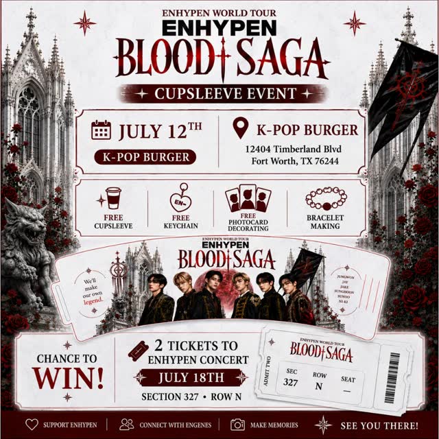 ENHYPEN Blood Saga Cupsleeve Event – Fort Worth, July 12, 2026 | K