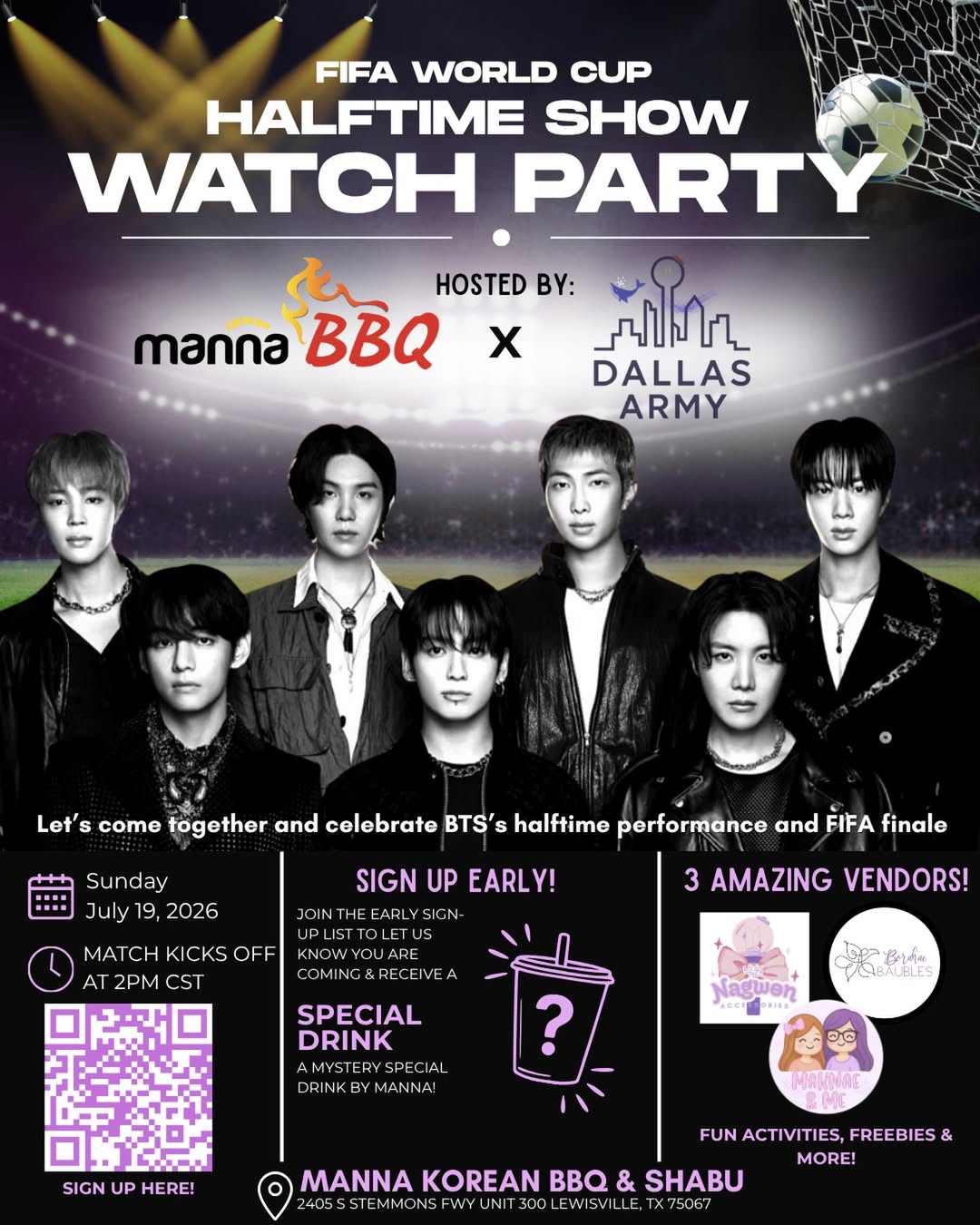 FIFA HALFTIME WATCH PARTY – Lewisville, July 19, 2026 | K-Pop Tracker