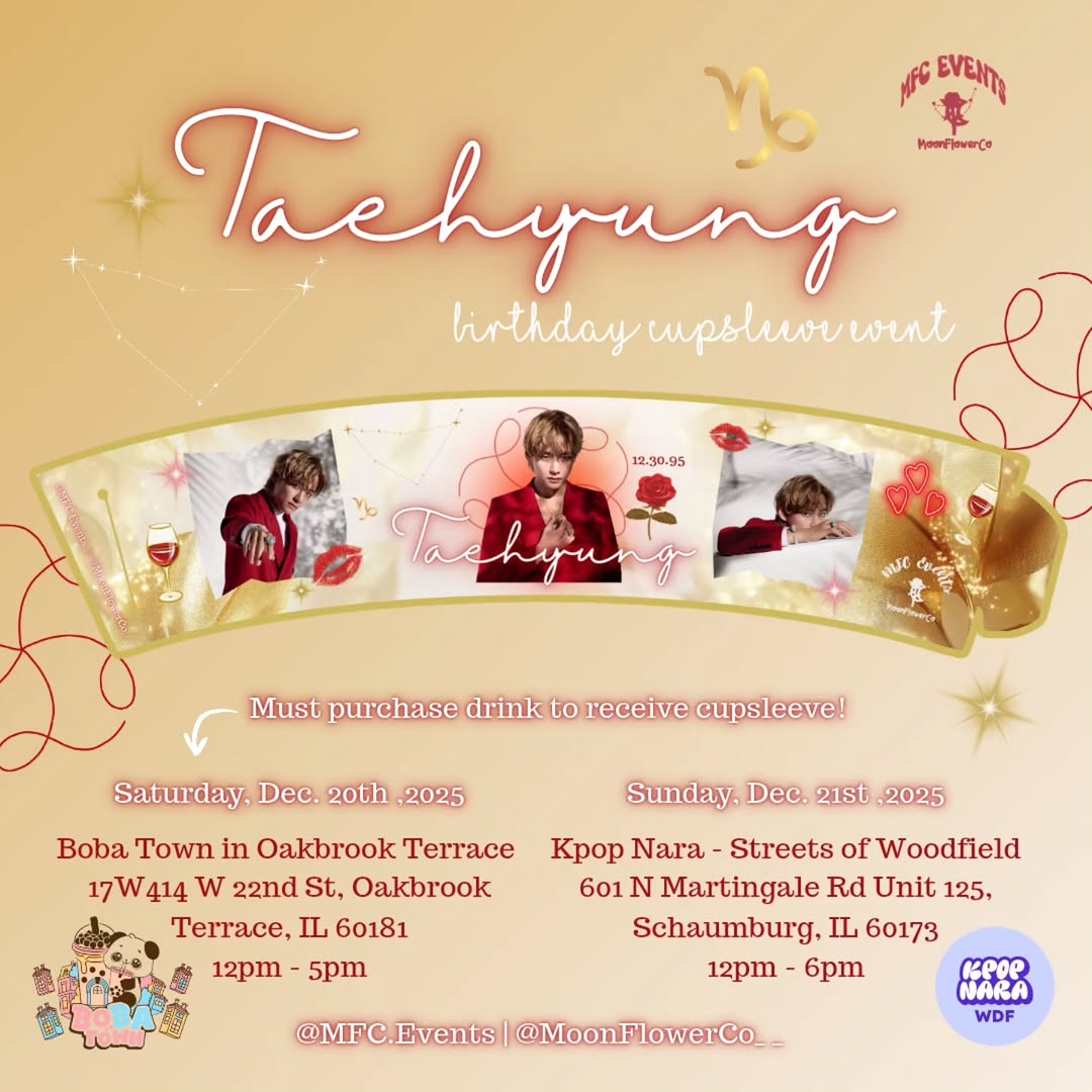 Kim Taehyung Birthday Cupsleeve Event Oakbrook T.