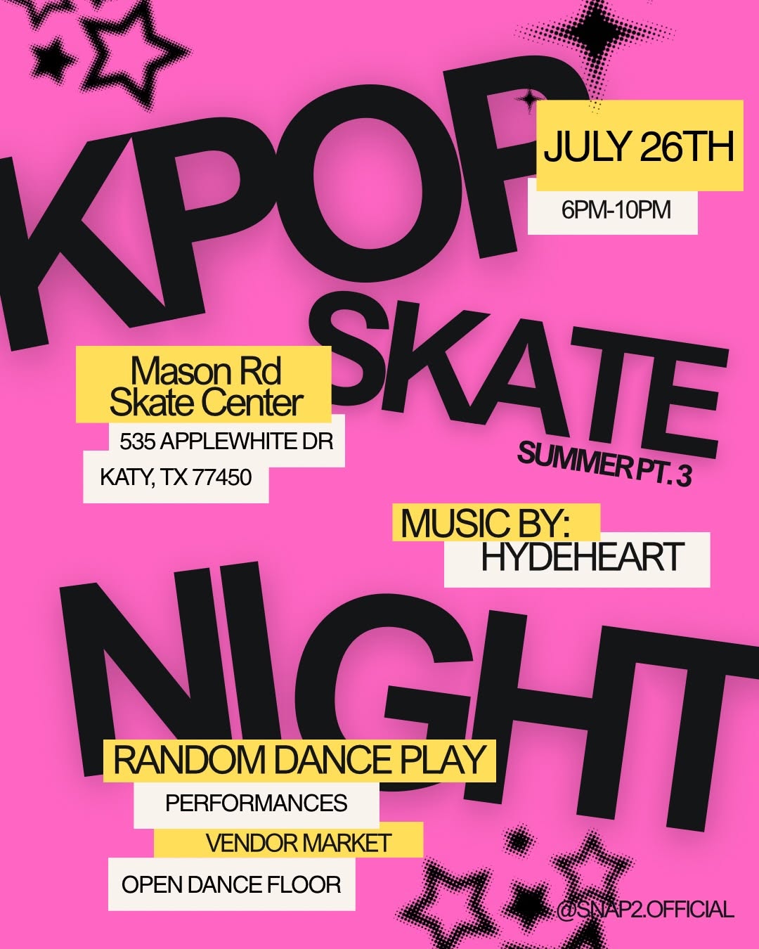 KPOP SKATE NIGHT – Katy, July 26, 2026 | K-Pop Tracker