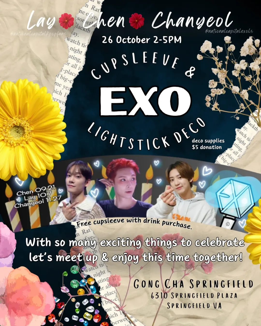 Lay Chen Chanyeol EXO Cupsleeve & Lightstick Deco