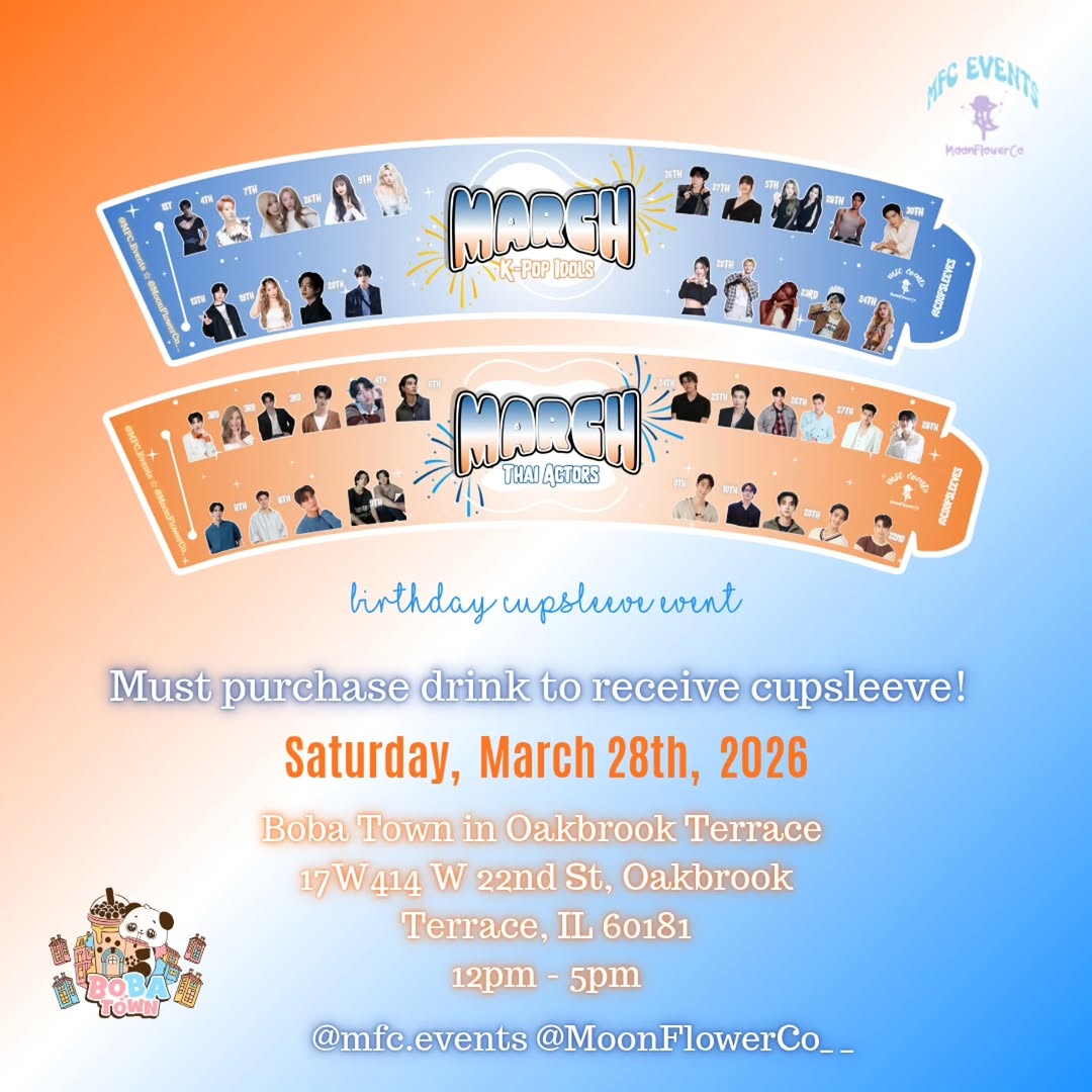 March K-Pop Idols & Thai Actors Birthday Cupsleeve Event