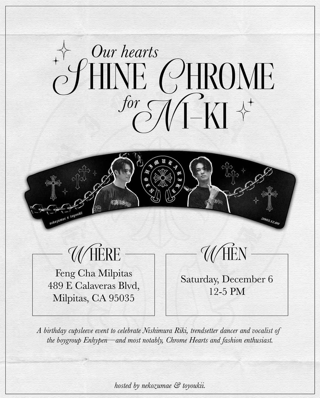 Our hearts SHINE CHROME for NI-KI: Nishimura Riki's Birthday Cupsleeve Event - Image 1